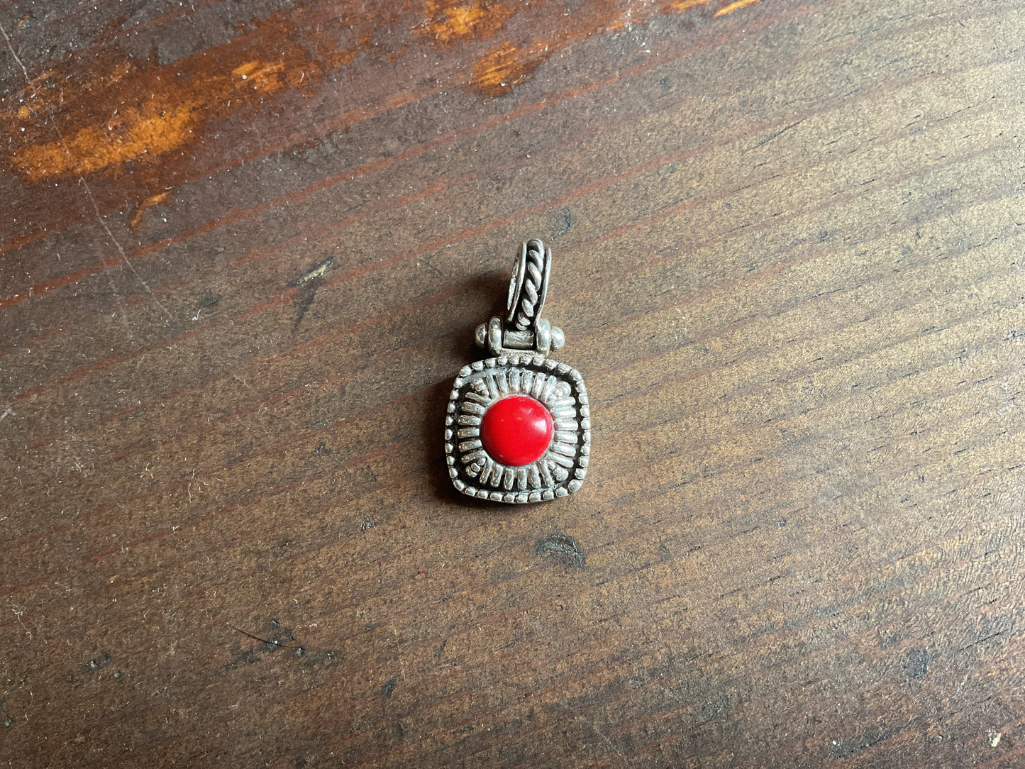 Necklace pendant- red & Silver