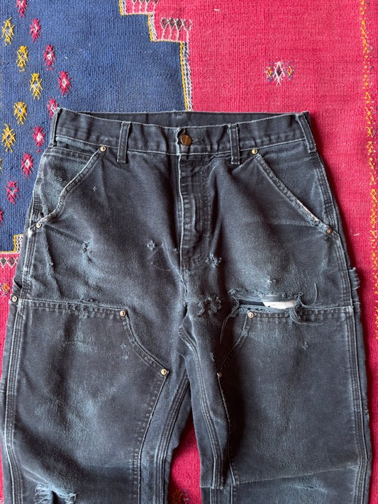 90s Distressed Black Carhartt Double Knees (30" x 31")