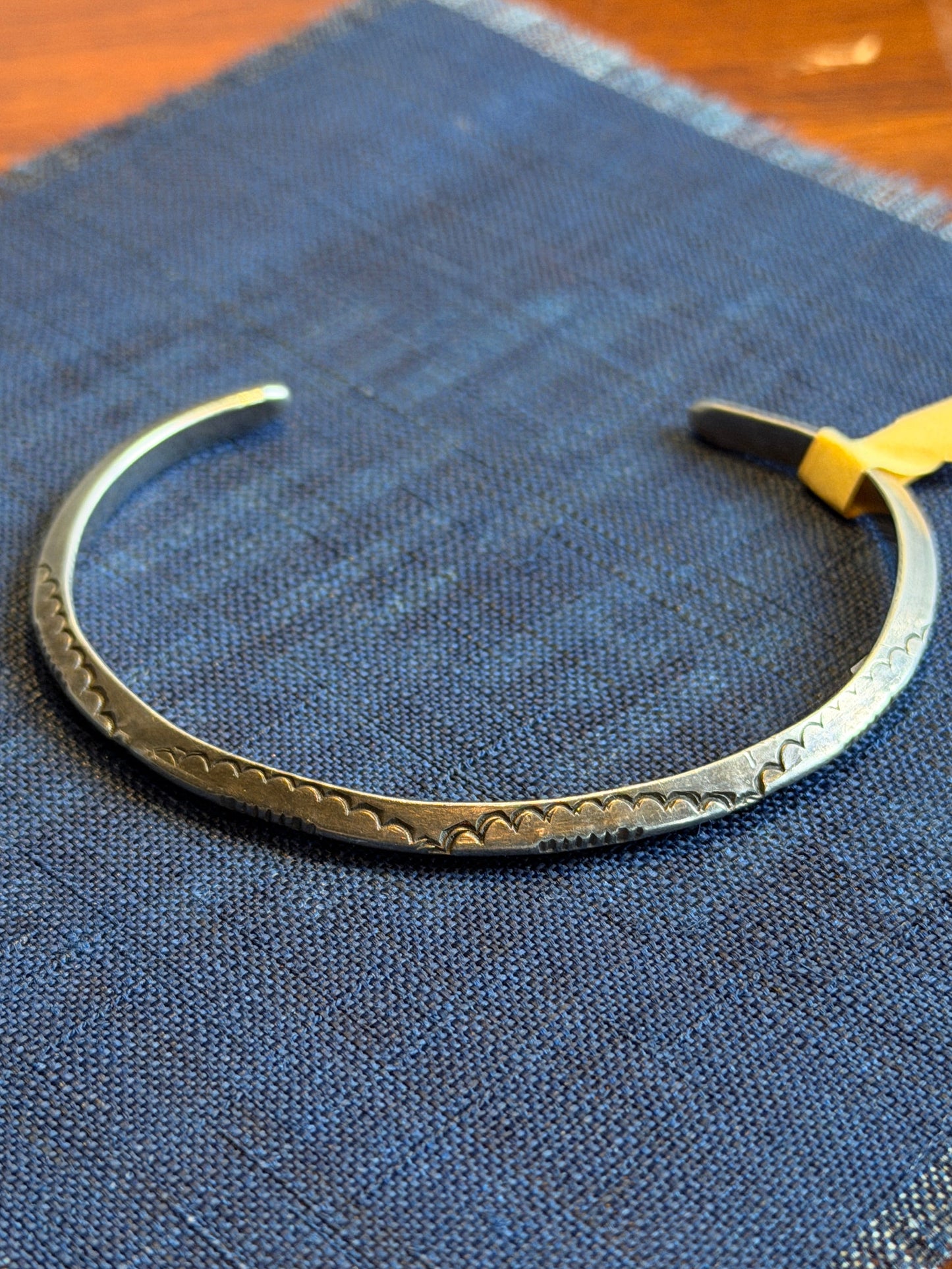 Vintage Navajo Scalloped-Stamp Sterling Cuff