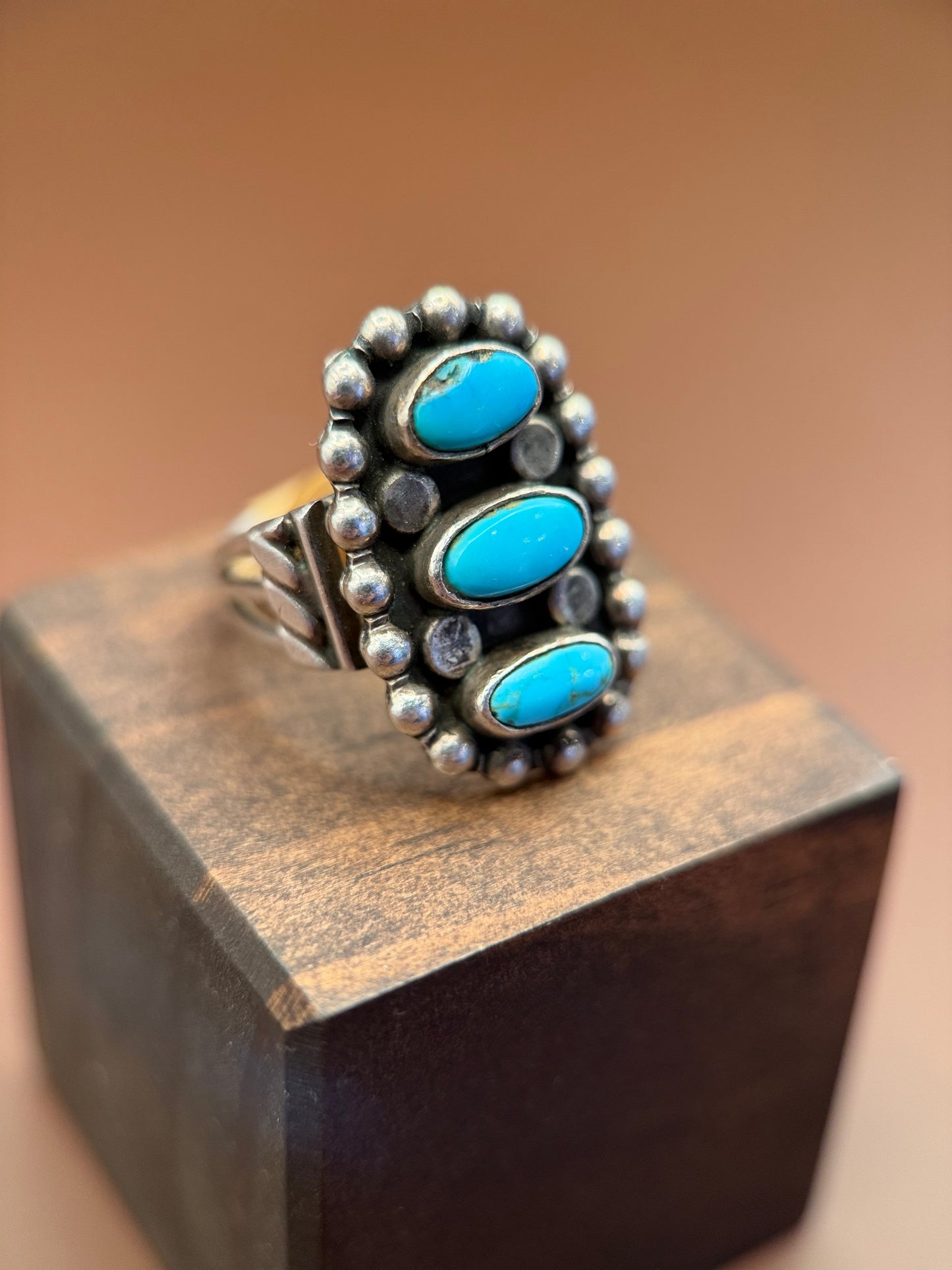 Three-Stone Turquoise Cluster Ring