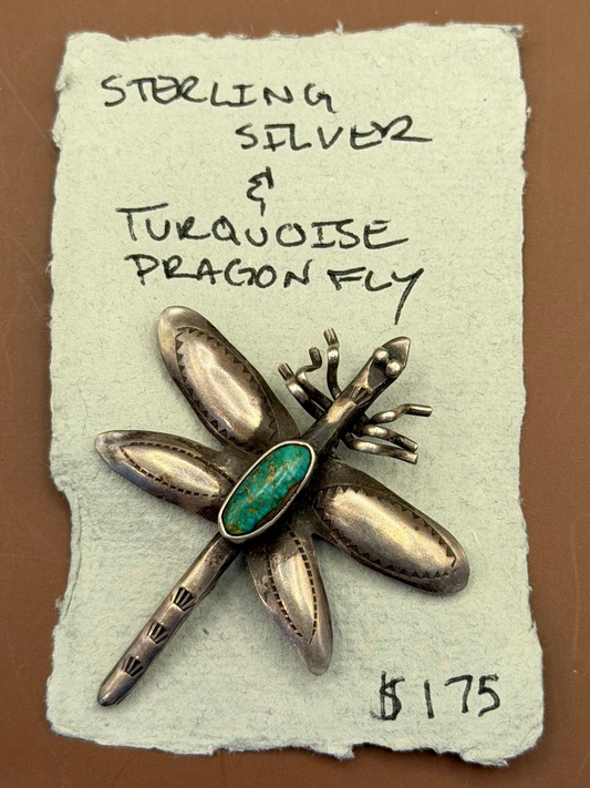 Sterling Silver & Turquoise Dragonfly Pin