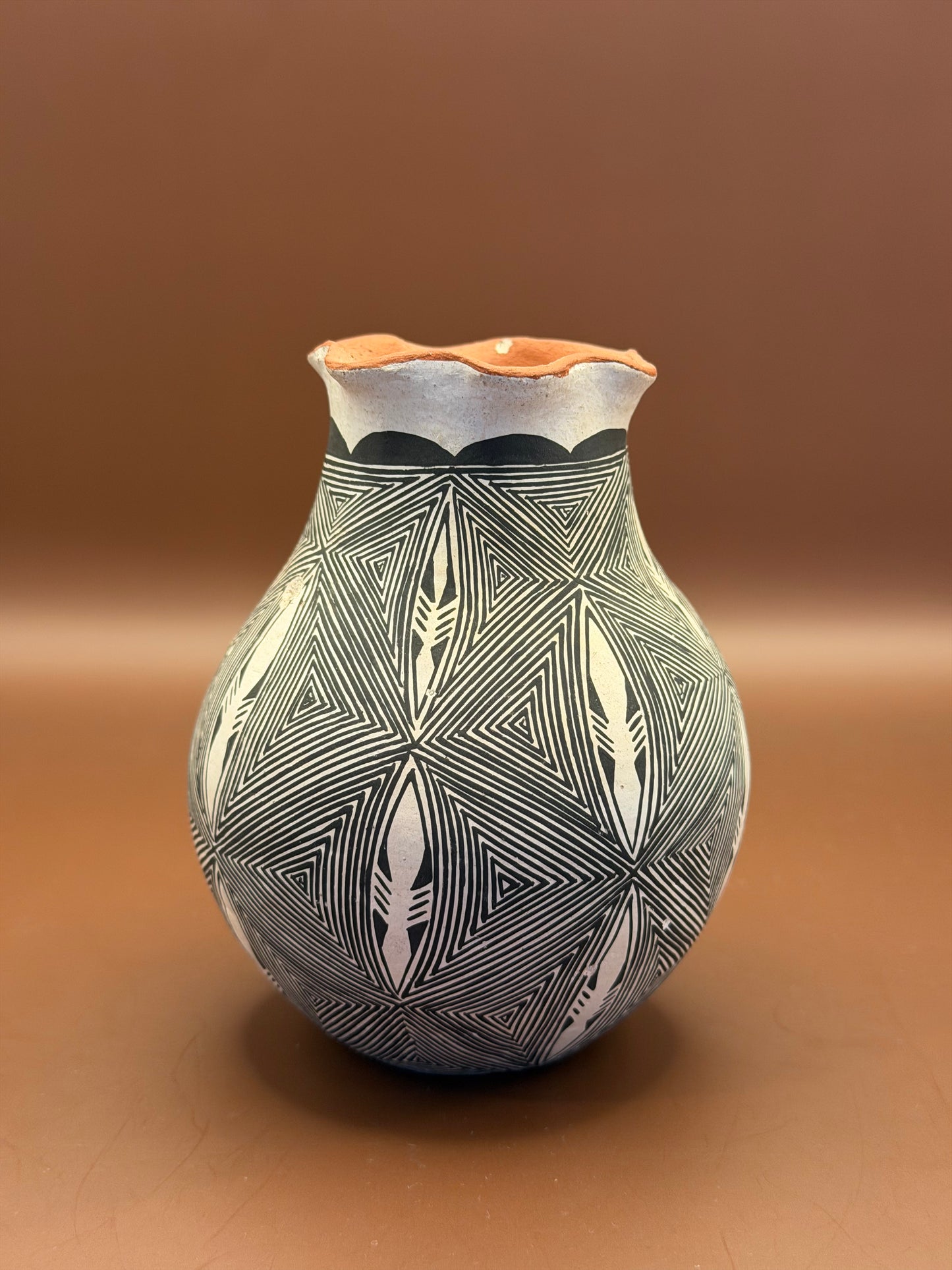 Acoma Pueblo Pottery Vase, Signed L.J., 1970s