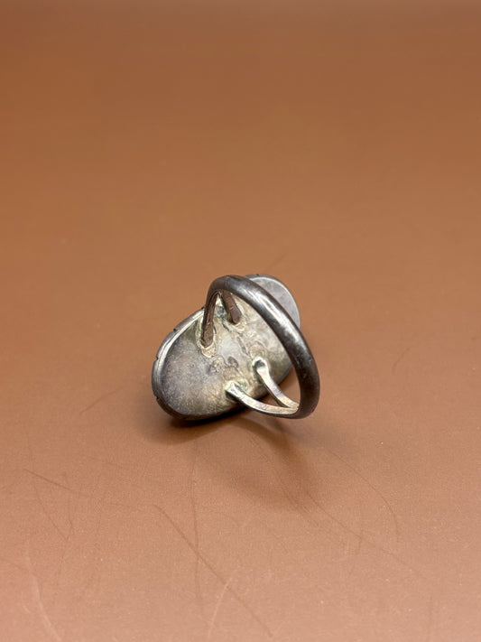 Vintage Silver and Turquoise Ring - Size 9.5