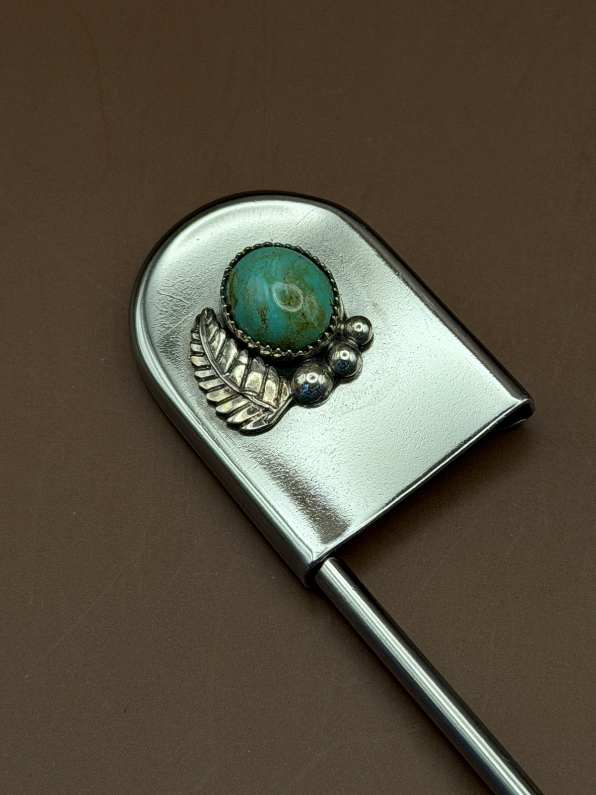 Silver and Turquoise large safety pin