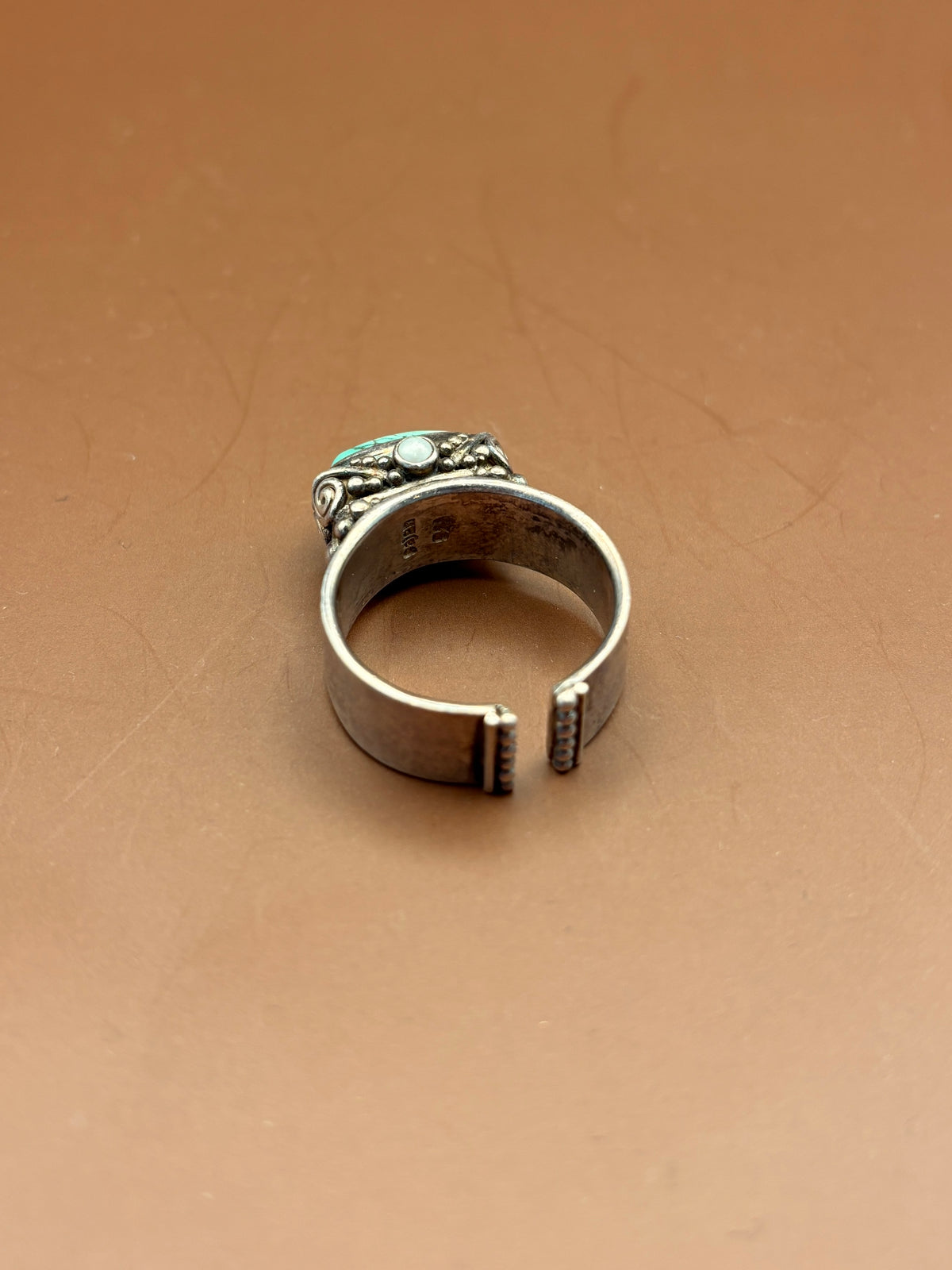Vintage Artisan Sterling Silver Turquoise Ring