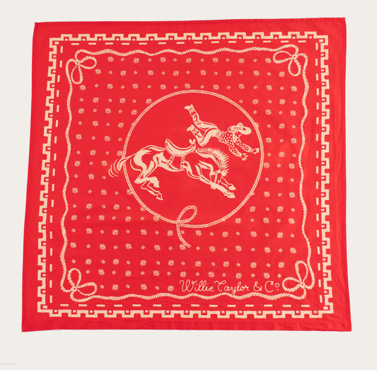 Willie Taylor & Co - Red Buckin’ Cowboy Japanese Cotton Bandana