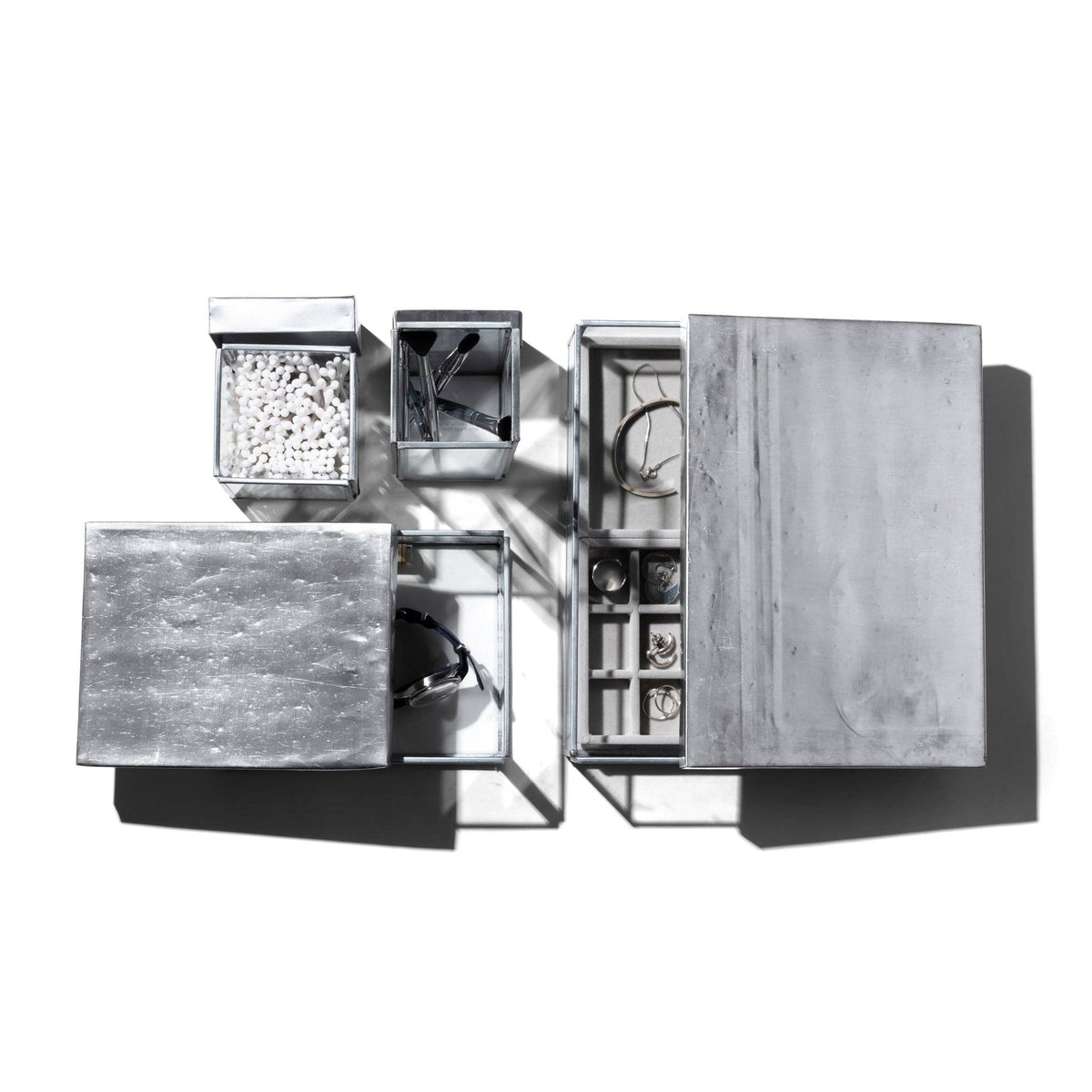 JEWELRY GLASS BOX W/RECYCLE STEEL LID