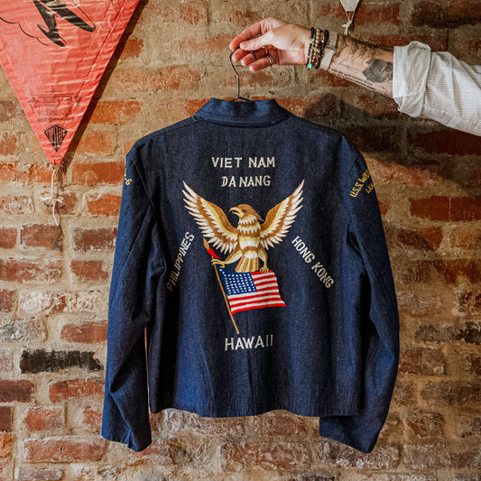 Vietnam Era Denim Souvenir Jacket (L)