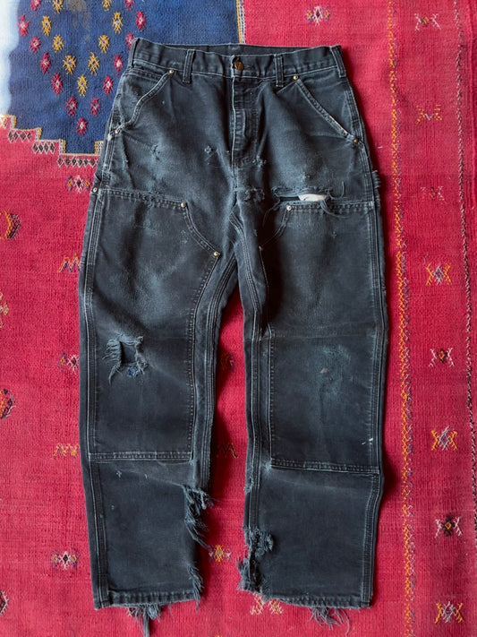 90s Distressed Black Carhartt Double Knees (30" x 31")