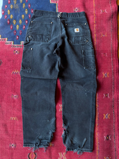 90s Distressed Black Carhartt Double Knees (30" x 31")