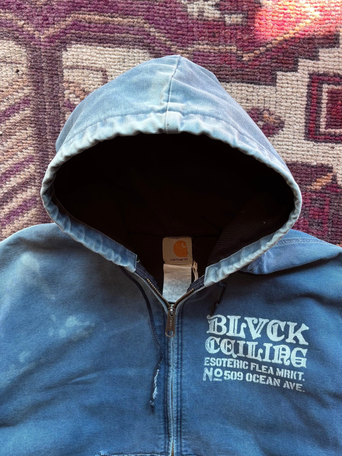 Vintage Royal Blue Hooded Carhartt Jacket (XL)