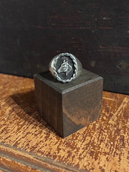 Hard Luck Silver Horse Signet Ring