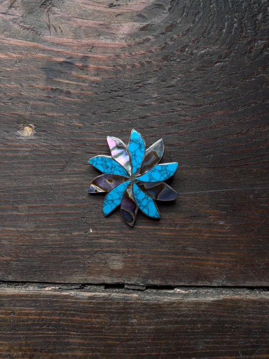 Spiral Turquoise Brooch