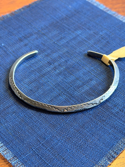 Vintage Navajo Scalloped-Stamp Sterling Cuff