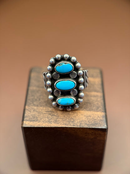 Three-Stone Turquoise Cluster Ring