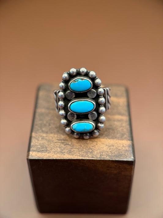 Three-Stone Turquoise Cluster Ring