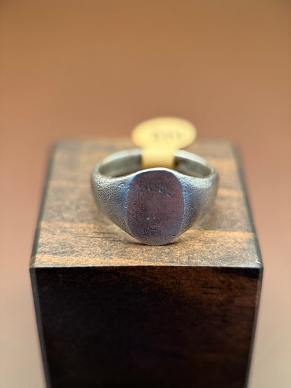 Hard Luck Silver Signet Ring, size 9.5