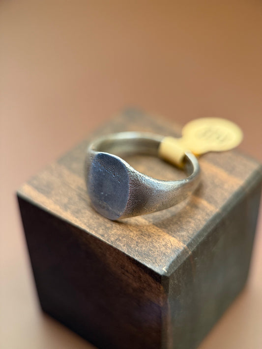 Hard Luck Silver Signet Ring, size 9.5