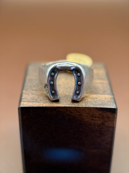 Lucky Horseshoe Ring, Hard Luck SIlver, size 11