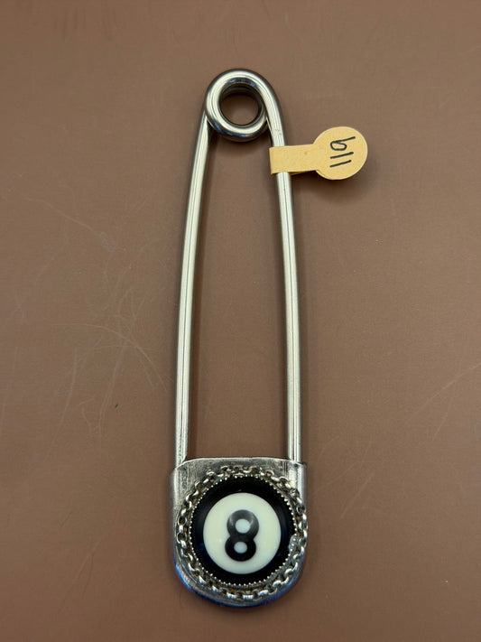 Eight Ball Sterling Stick Pin - Hard Luck Silver
