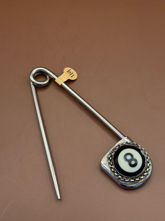 Eight Ball Sterling Stick Pin - Hard Luck Silver
