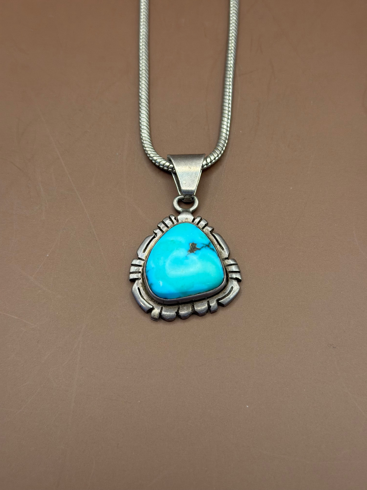 Turquoise Heart Pendant on Liquid Silver Chain