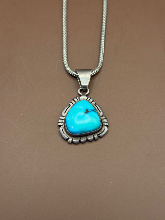 Turquoise Heart Pendant on Liquid Silver Chain