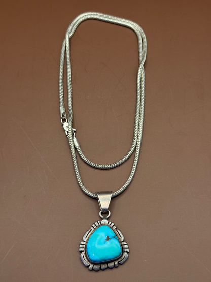 Turquoise Heart Pendant on Liquid Silver Chain