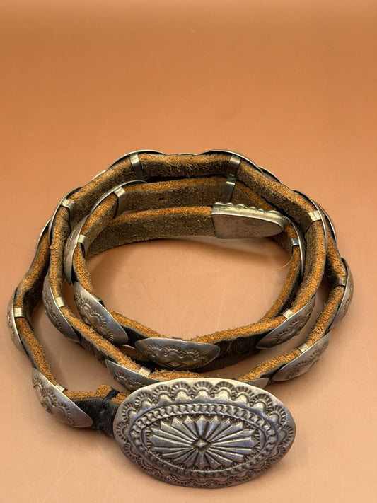 Stamped Silver Concho Belt