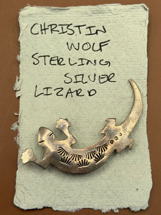 Christin Wolf Sterling Silver Lizard Pin