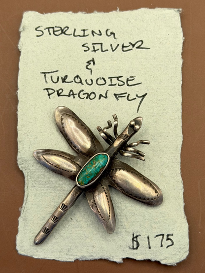 Sterling Silver & Turquoise Dragonfly Pin
