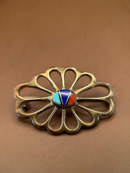 Arnold Maloney Turquoise, Lapis &amp; Coral Pin