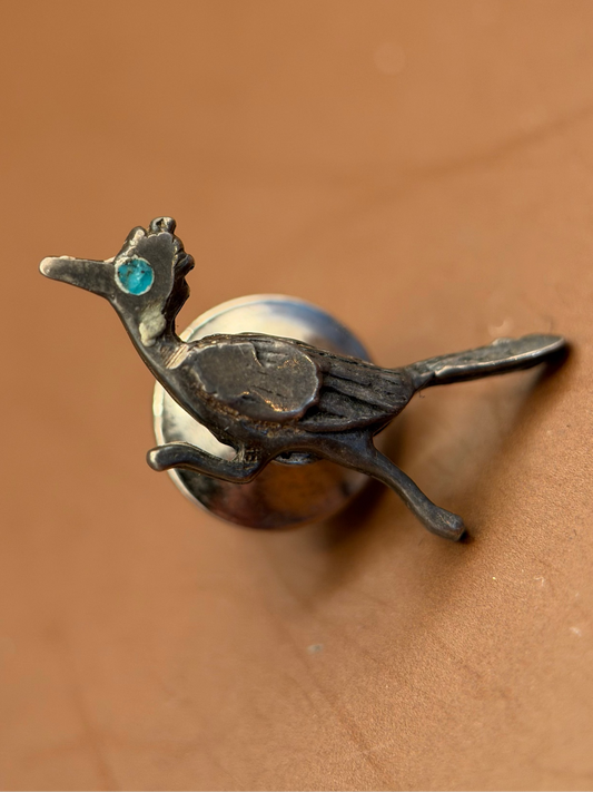 Sterling Turquoise Roadrunner Hat Pin