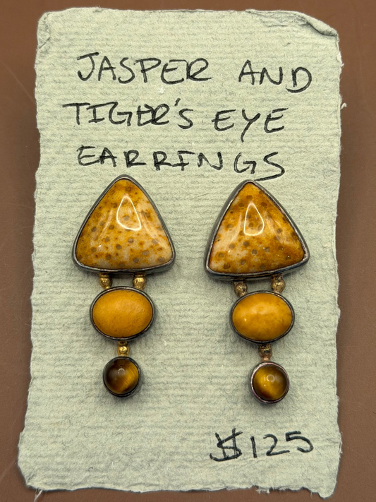 Jasper & Tiger's Eye Drop Earrings