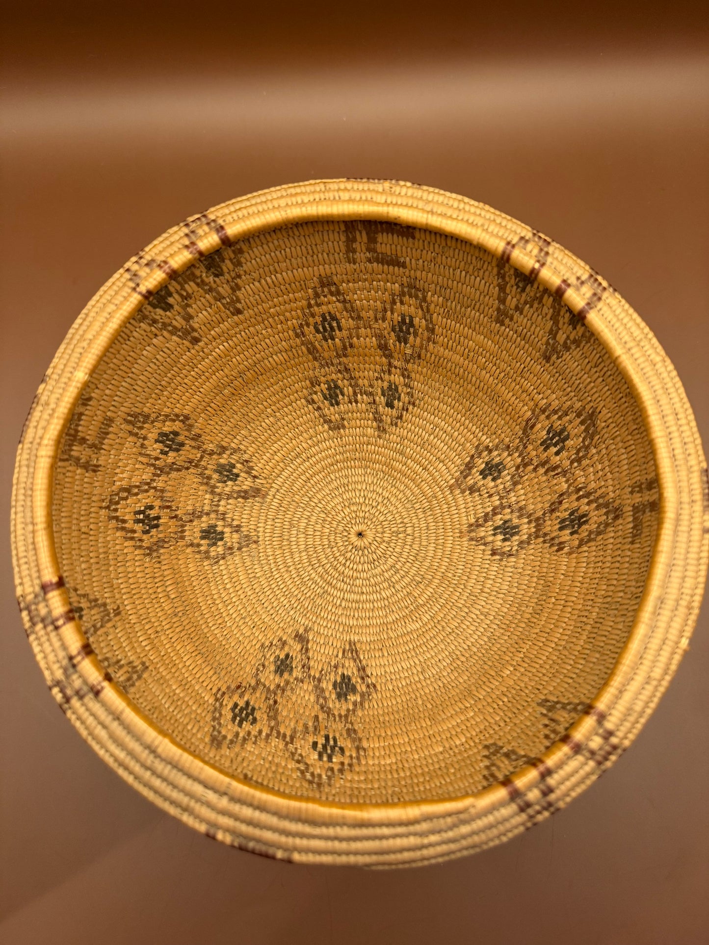 Native American Pima Basket, Whirling Log Design