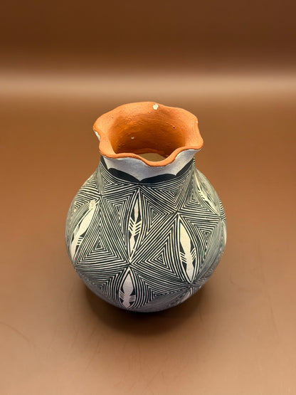 Acoma Pueblo Pottery Vase, Signed L.J., 1970s