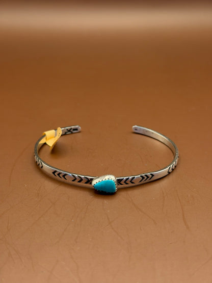 Stamped Arrow Cuff with Single Turquoise