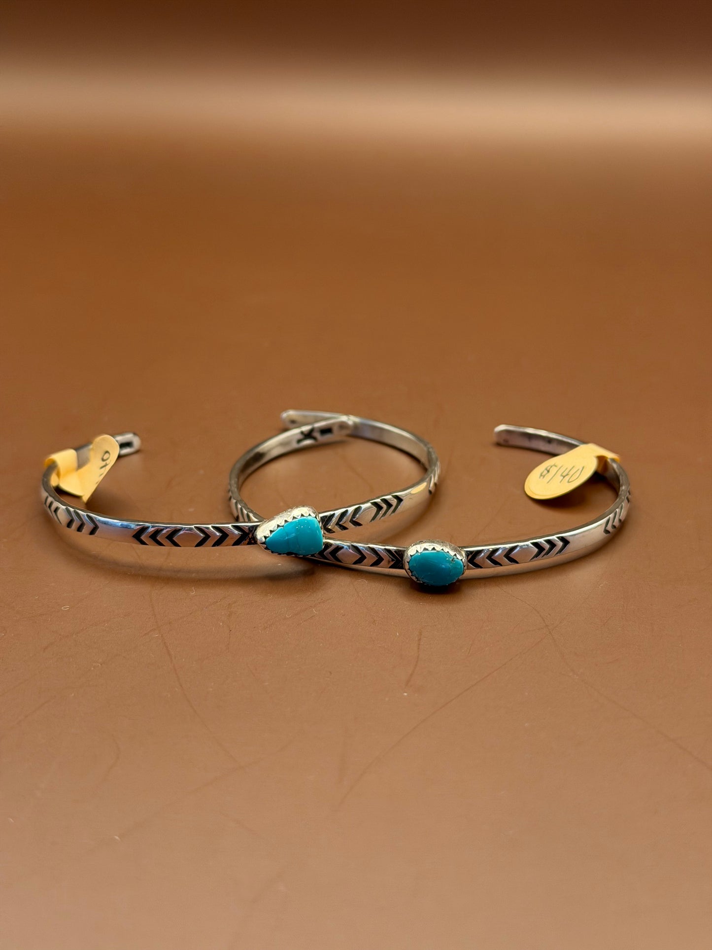 Stamped Arrow Cuff with Single Turquoise
