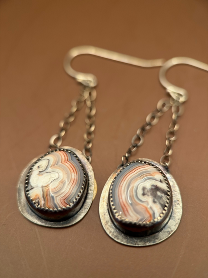 Agate Cabochon Dangle Earrings