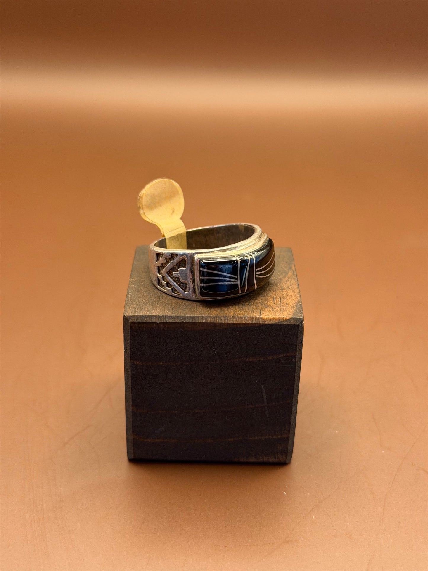 Silver Ring with Onyx, Size 13