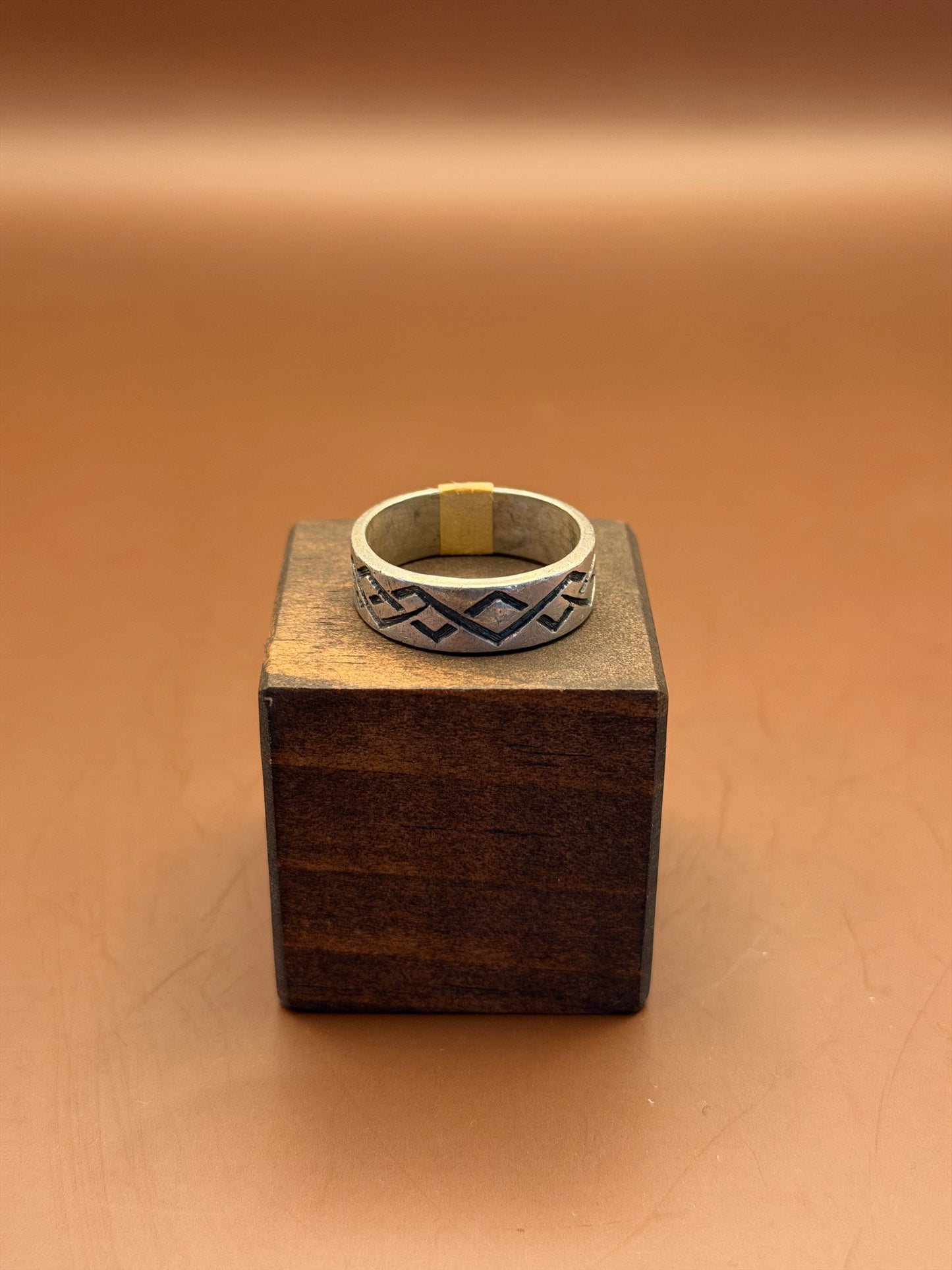 Stamped Sterling Band, Interlocking Chevron, size 10.75