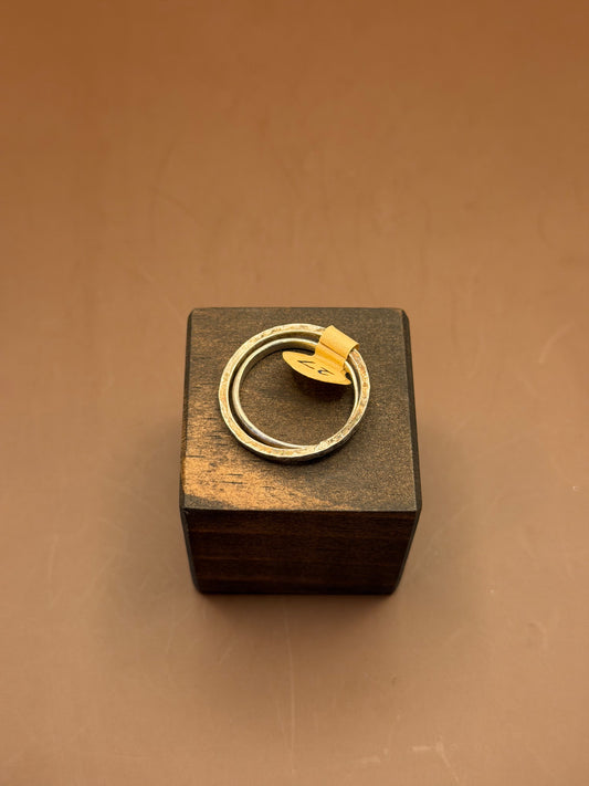 Interlocking Hammered Silver Bands, size 7.5