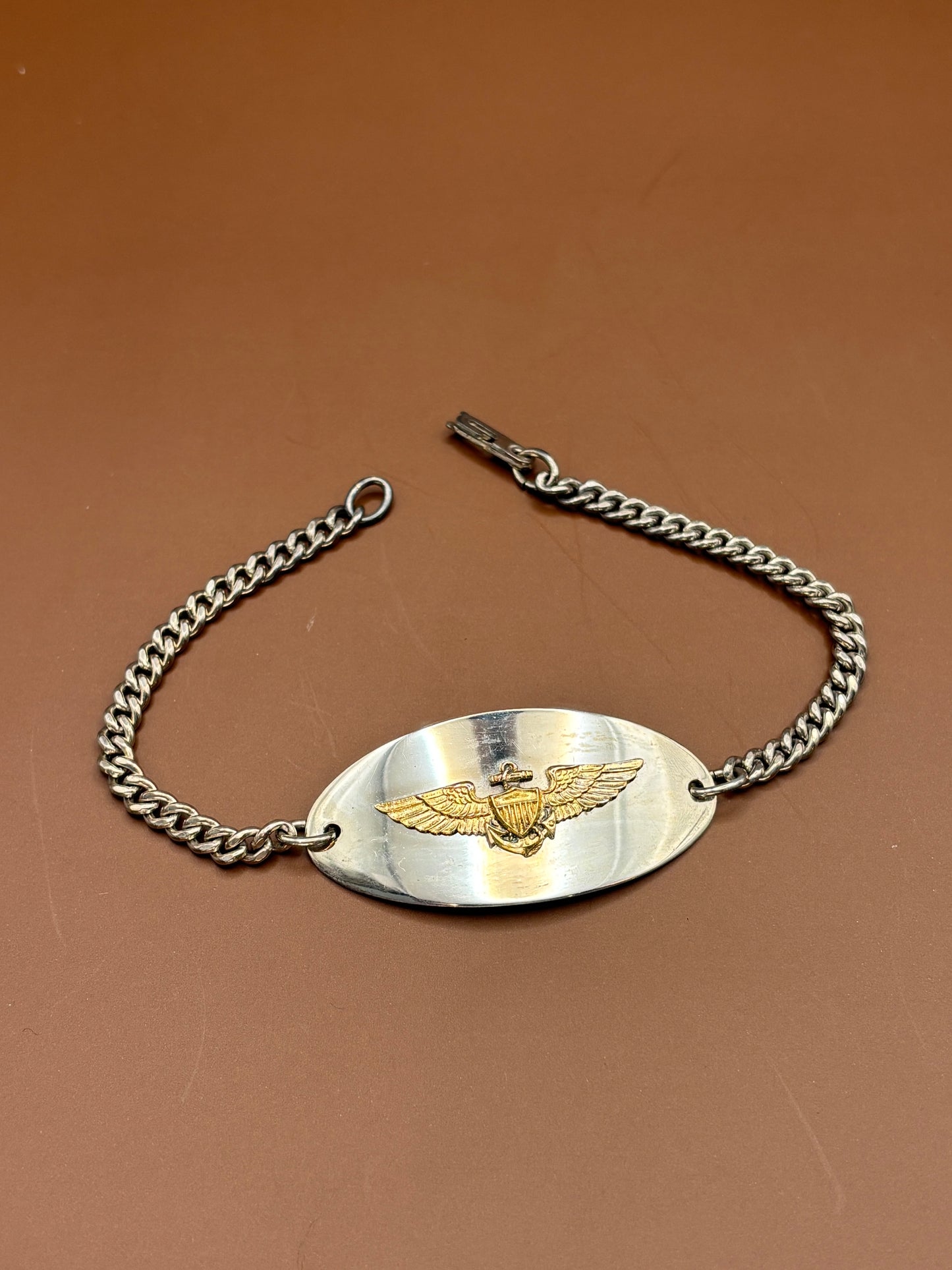 Vintage WWII Naval Aviator Wings ID Bracelet
