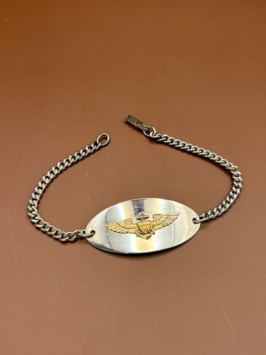 Vintage WWII Naval Aviator Wings ID Bracelet