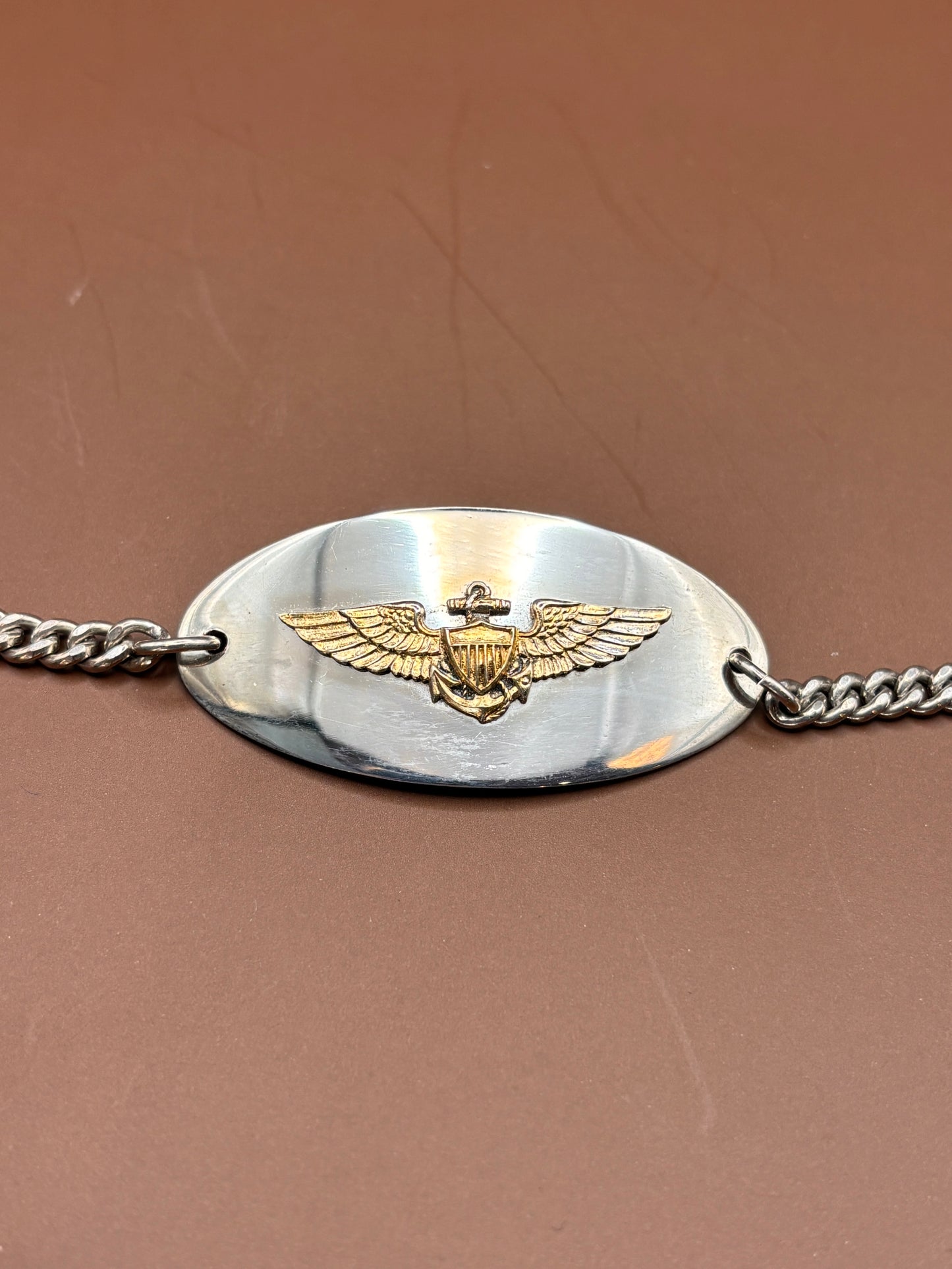 Vintage WWII Naval Aviator Wings ID Bracelet