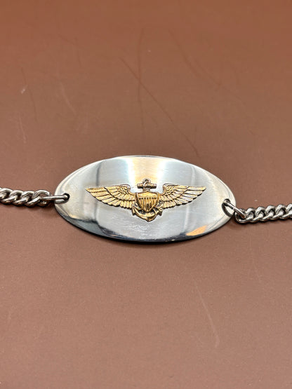Vintage WWII Naval Aviator Wings ID Bracelet