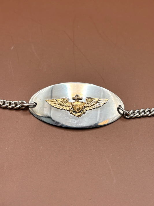 Vintage WWII Naval Aviator Wings ID Bracelet