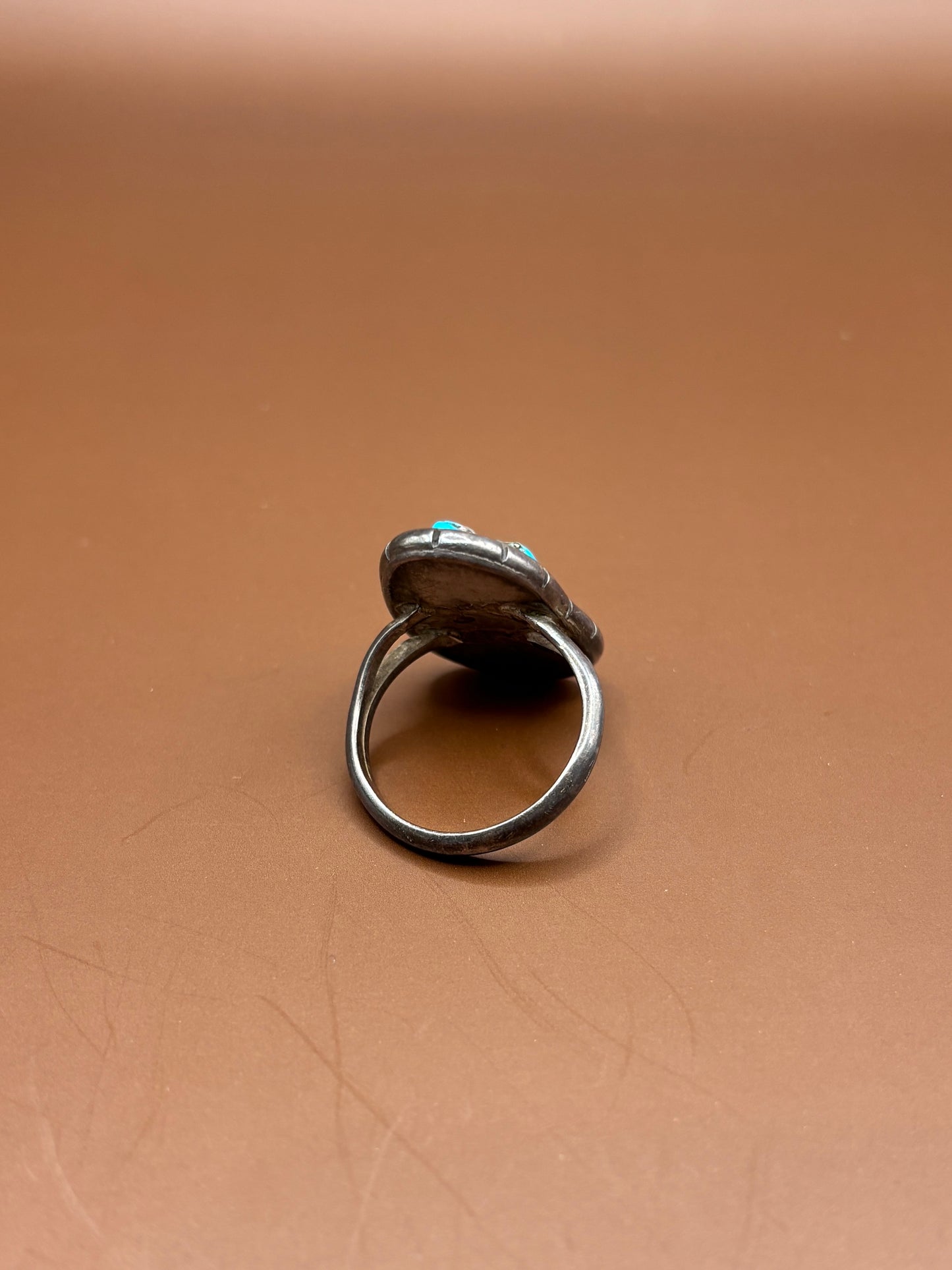 Vintage Silver and Turquoise Ring - Size 9.5