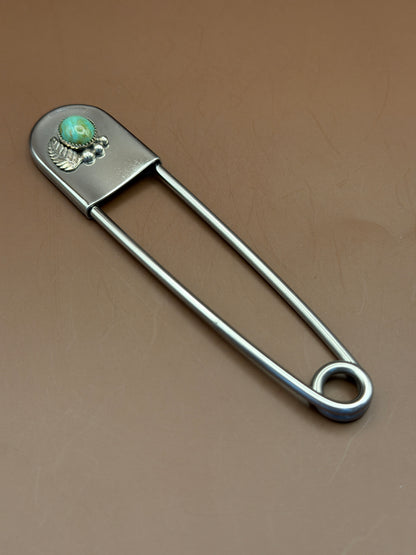 Silver and Turquoise large safety pin