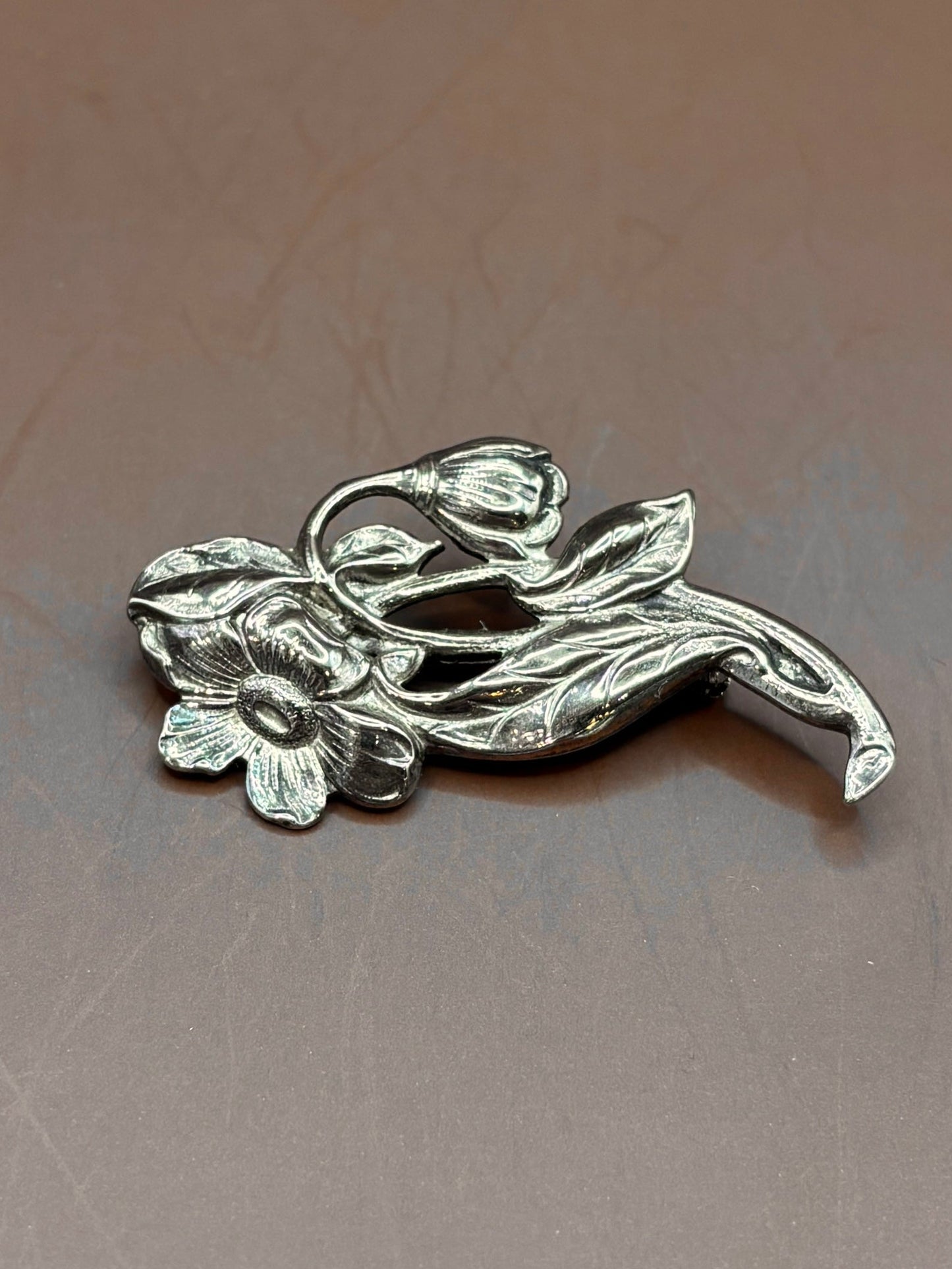 Vintage Silver Flower Pin
